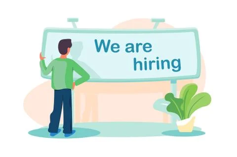 Man standing front banner Stock Illustration