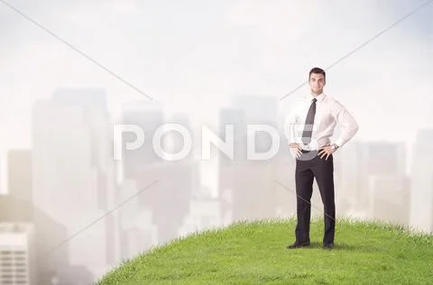 Man standing in front of city landscape Stock Photos
