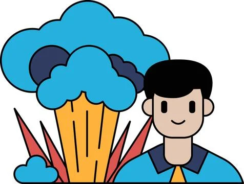 A man is standing in front of a cloud of smoke Stock Illustration