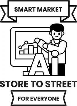 A man is standing in front of a computer screen with a smile on his face Stock Illustration