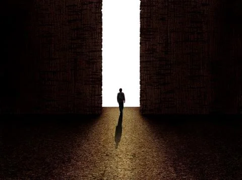 Man standing in front of the exit Stock Photos