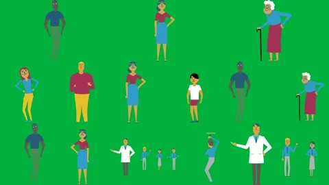 Man standing front green screen woman old cane two people background next. Stock Footage 310563027