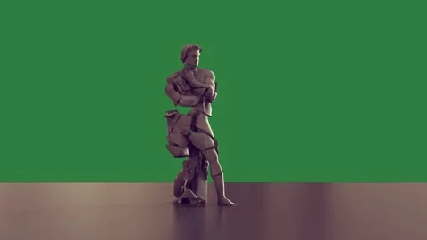 A man standing in front of green screen and woman is suit with black white Video stock 335130369