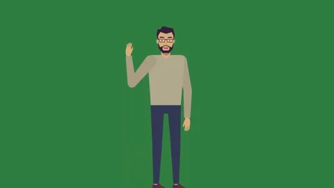 A man standing in front of green screen and with beard glasses on animated 動画素材 336106372
