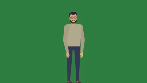 A man standing in front of green screen and with glasses beard is on animated Stock Footage 336109848