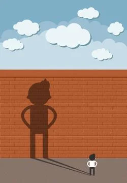 The man standing in front of a high walls Stock Illustration
