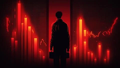 A man standing in front of a red background with candles and candles on it .. Stock Illustration