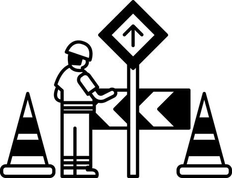 A man is standing in front of a sign with a red arrow pointing up Ilustração Stock