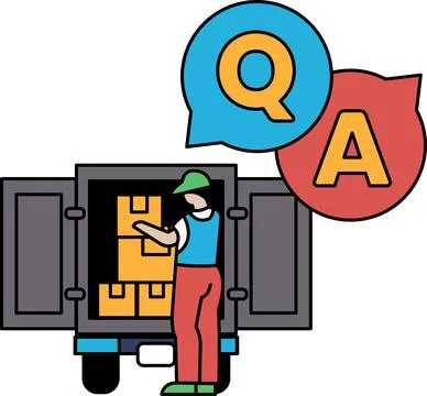 A man is standing in front of a truck with boxes Stock Illustration