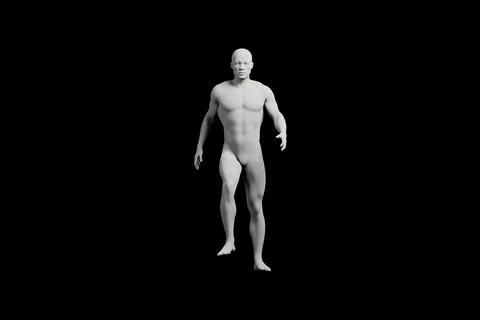 Man standing front view black background Stock Illustration