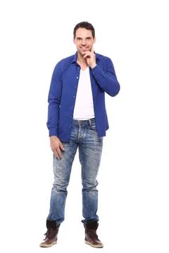 Man standing in front of a white background Stock Photos