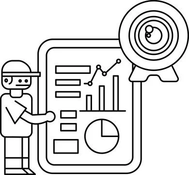 A man is standing in front of a white board with a camera in the background Stock Illustration