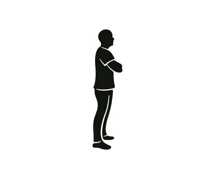 Man standing in full growth with arms crossed, logo design Stock Illustration