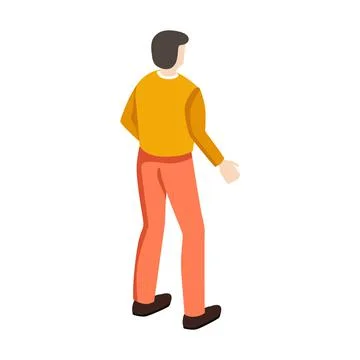 Man Standing Full Length. Back View. Isolated Element Illustrazione stock