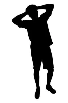 Man standing holding hands on his head, feeling stress, despair, or frustra.. Stock Illustration