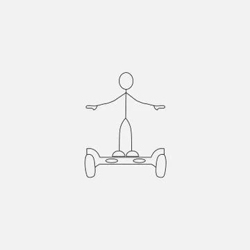 Man Standing on Hoverboard Icon Stock Illustration