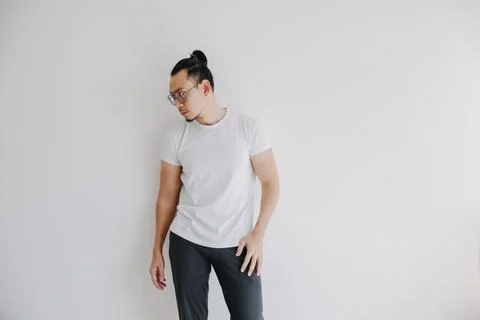 Man standing idle alone isolate on white background. Stock-Fotos
