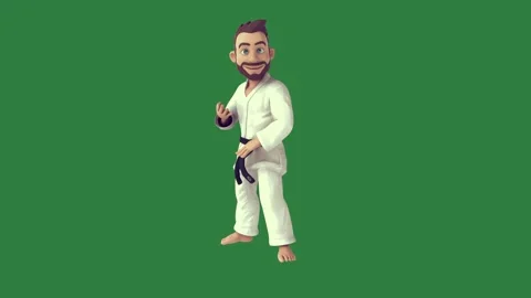 Man Standing With Karate - Chroma Key Green Screen Footage Vidéo 338017058