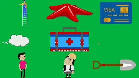 Man standing ladder pointing at something green screen white background. Stock Footage 310563201