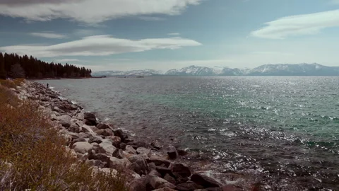 A Man Standing by the Lake shore Stock Footage 255744481