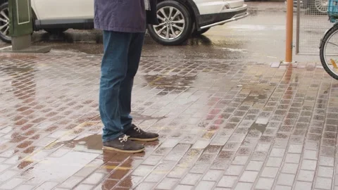 A man standing in line at the square mark Stock Footage 141338138