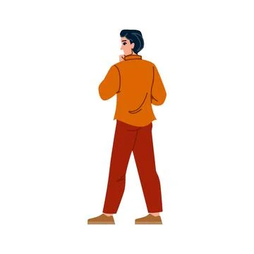 Man standing looking over shoulder vector illustration Stock Illustration