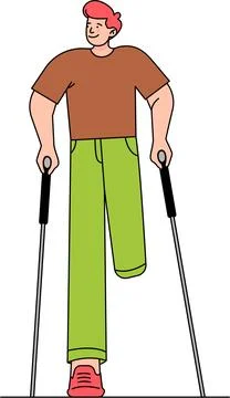 Man Standing with a Missing Leg (Amputee) Stock Illustration
