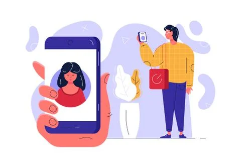 Man standing with modern smartphone Stock Illustration