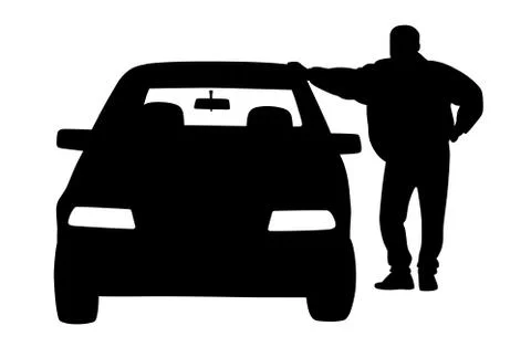 Man standing next to the car Stock Illustration