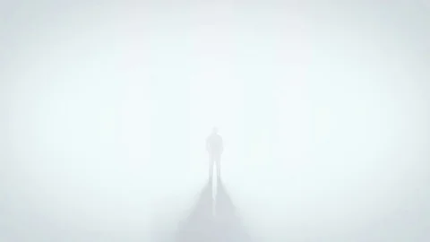 Man standing at opening glowing light tunnels in front of a high concrete wall 库存影片 80316210