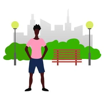 A man standing in a park. Vector illustration. Isolated. Stock Illustration