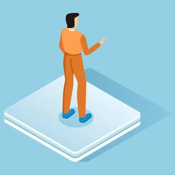 Man Standing on Podium. Back View Stock Illustration