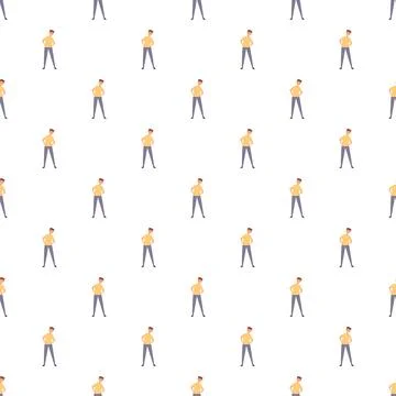 Man standing pose repeating seamless white pattern Illustrazione stock