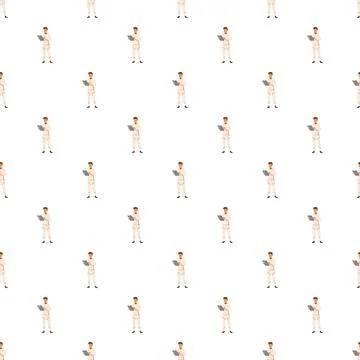 Man in standing position holding a book seamless pattern Illustrazione stock