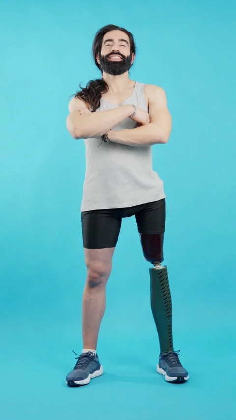 Man standing with a prosthesis on his leg Stock Footage 239262809