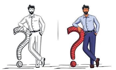 Man standing with question mark vector Illustrazione stock