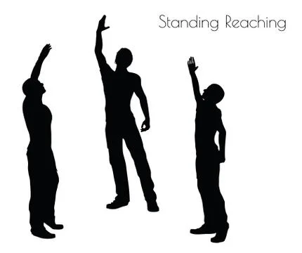 Man in Standing Reaching  pose on white background Stock Illustration