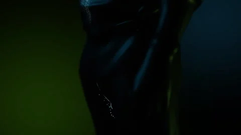 The man is standing. Scanning. Virtual reality. Identification. Stock Footage 248973120