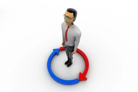 Man standing in set of arrows Free Stock Illustration