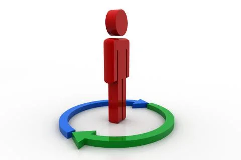 Man standing in set of arrows Free Stock Illustration