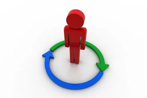 Man standing in set of arrows Free Stock Illustration