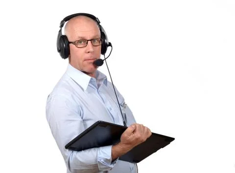 Man standing with a tablet Stock Photos