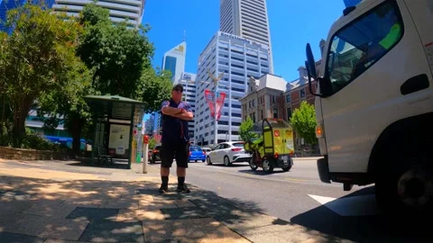 Man Standing Timelapse Traffic Stock Footage 226292991