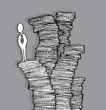 Man standing in tons of waste Stock Illustration