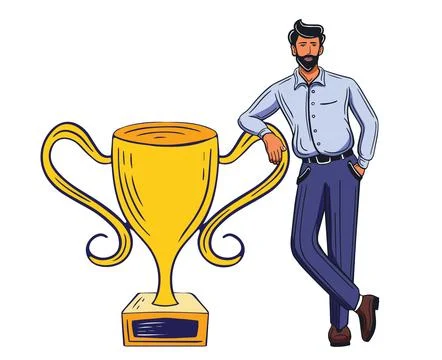 Man standing with trophy vector Stock Illustration