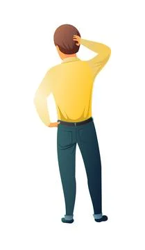 Man is standing. View from the back. Illustration is isolated on white backgr Stock Illustration