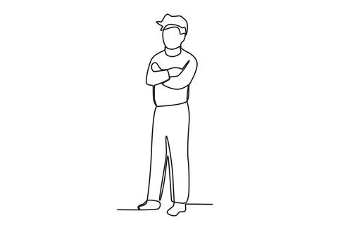 A man standing waiting for the train Stock Illustration