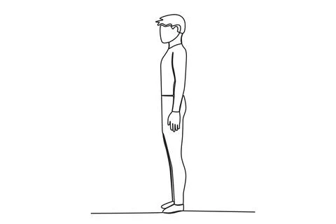 A man stands at a 90-degree angle Illustrazione stock