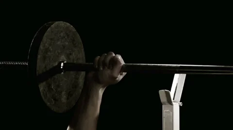 Man stands up after bench pressing Stock Footage 33831275