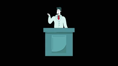 Man Stands Behind Podium, Talking Stock Footage 202285066